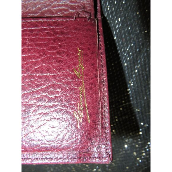 Etienne Aigner Vintage Burgundy Maroon Pebbled Leather Kisslock Clasp Wallet - Picture 6 of 8